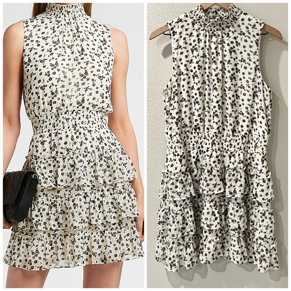 Express Black and White Floral Mini Dress